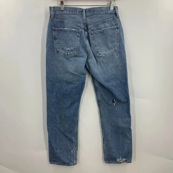 Agolde Women's‎ Cigarette Low Slung Distressed Cropped Straight Leg Size 28 - Picture 3 of 16